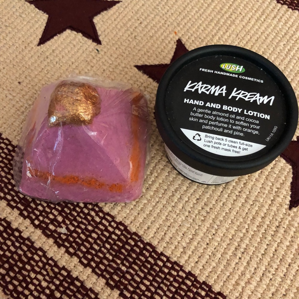 Lush Karma Cream Lotion and Karma Bubble Bar